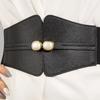 Simulation Fashion Gemstone Decoration Women Black Elastic Belt For Daily Use