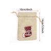 8Psc Christmas Burlap Goody Bags Drawstring Gift Bag Elk Santa Claus Xmas Party Decoration Supplies Christmas Stocking Favors