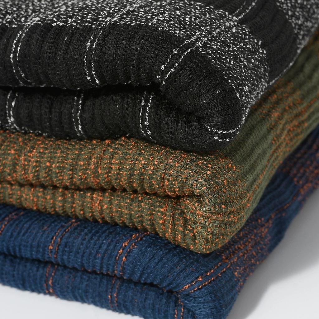 70*190cm Autumn and Winter Korean Style Retro High-End Feeling Striped Scarf Contrasting Color Soft and Unique Men Warm Scarves
