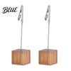 Organizzatore da scrivania per ufficio 2 pezzi Base cubica in legno Portamemo con clip Mini