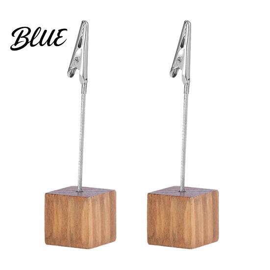 Organizzatore da scrivania per ufficio 2 pezzi Base cubica in legno Portamemo con clip Mini