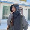 Vintage Fair Island Jacquard Knitted Hooded Scarf Women's Autumn and Winter Ribbon Baotou Ear Cap Integrated Thermal Cap