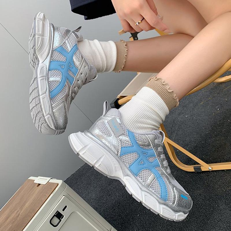 

Разноцветные кроссовки на платформе женские весенне-осенние дышащие сетчатые кроссовки для бега женские на шнуровке нескользящая обувь женская 40