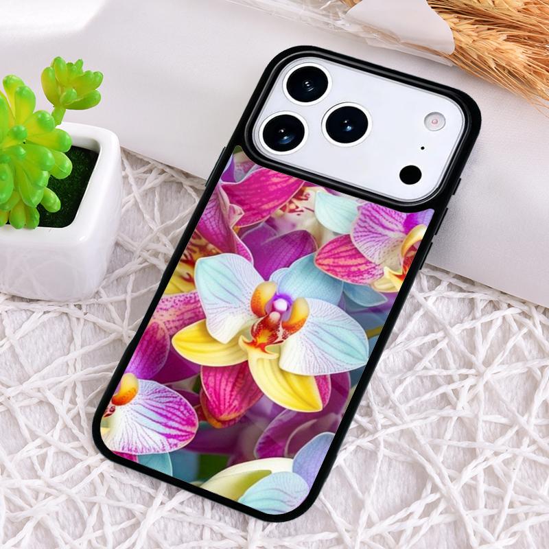 Orchid Flowers Colorful Shockproof Phone Case for iPhone 17 Air 16e 15 11 12 14 13 Pro Max Cover Coque