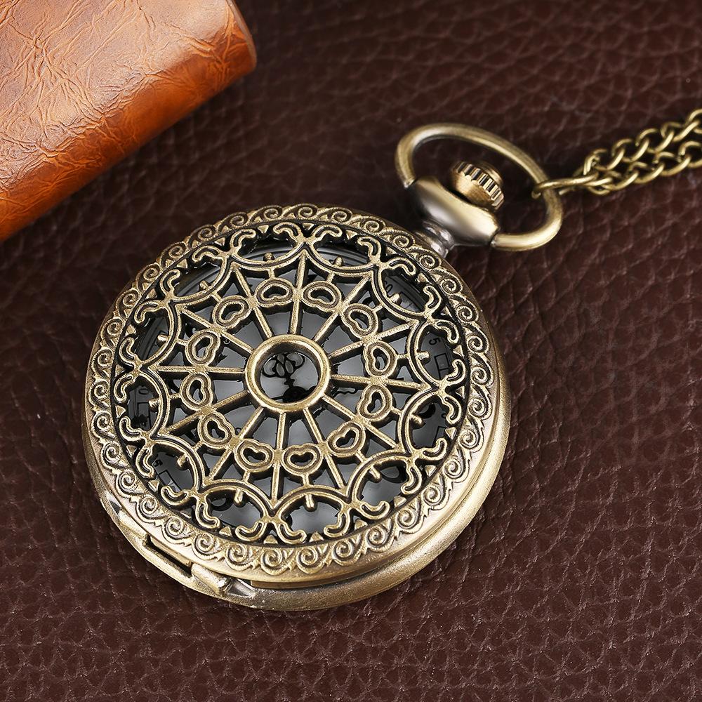 Hollow Spider Web Necklace Quartz Pocket Watch for Women Men
