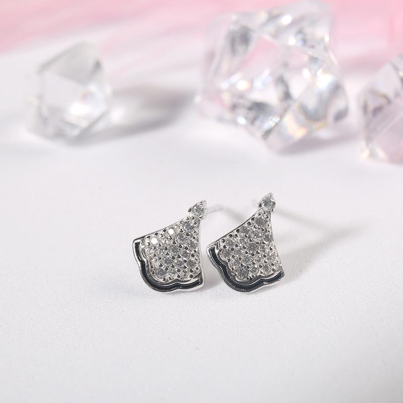 Fan-shaped Micro-studded Diamond Earrings Earrings Korean Zirconium Girlfriend Gift