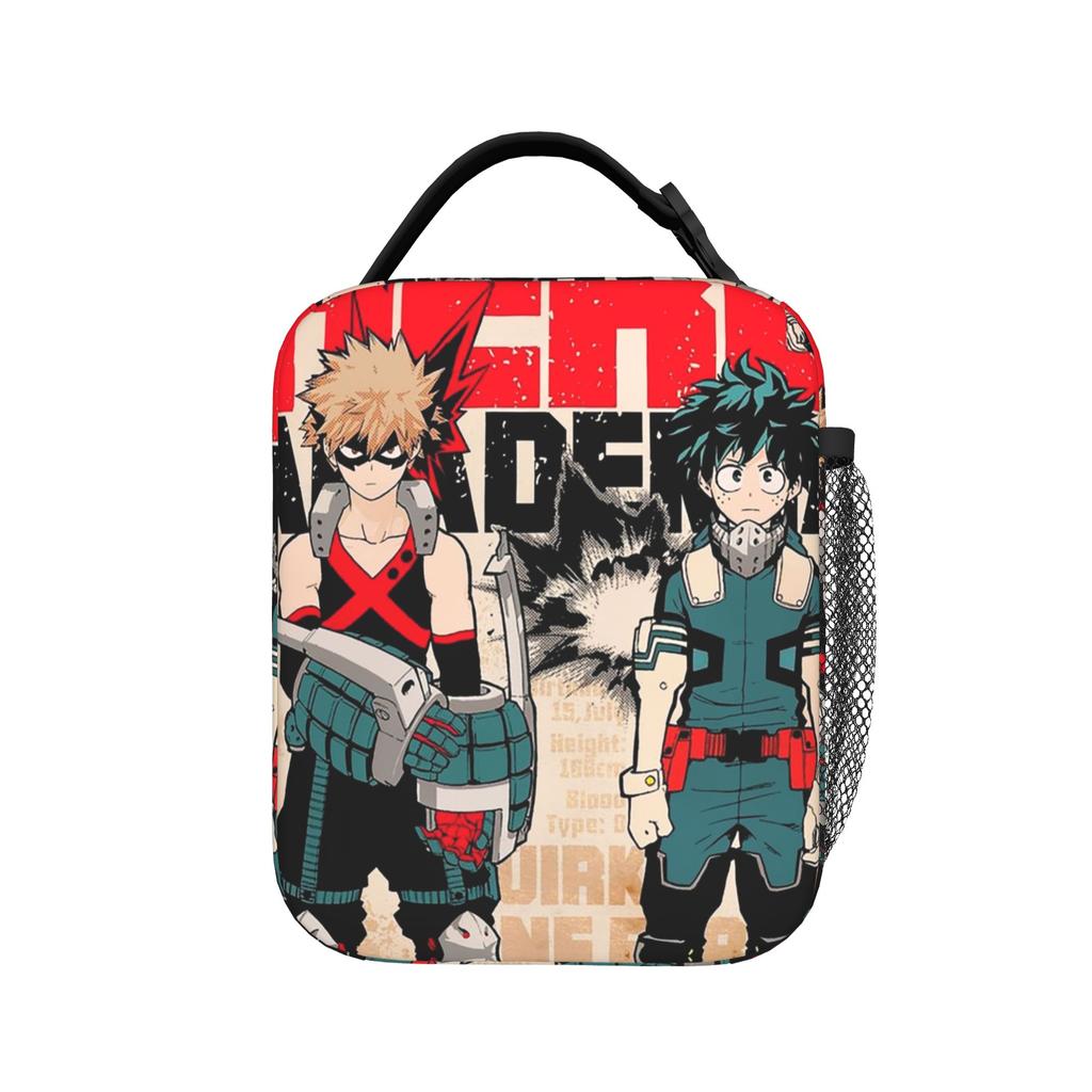 MHA Insulated Lunch Bags Thermal Bag Reusable,Meal Container Boku No Midoriya Leakproof Tote Lunch Box Bento Pouch School