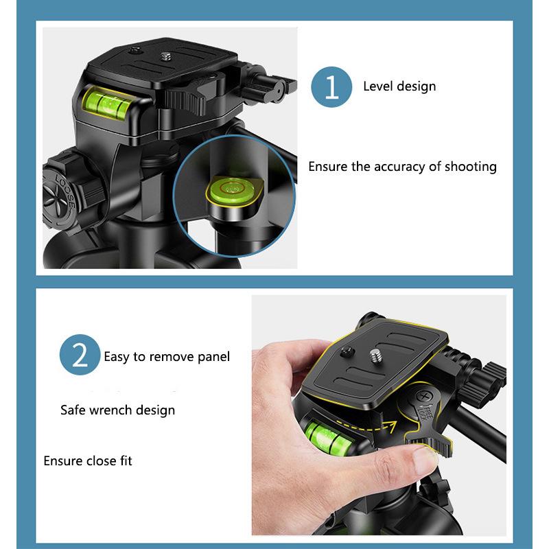 1.7m Cross DSLR Camera & Phone Tripod with Bluetooth for Live Broadcast & Photography.