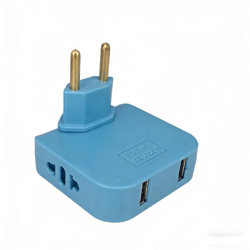 European Standard Rotating Plug Adapter – 180° Rotatable Multi-Outlet Extension Socket Cordless, Lightweight & Portable