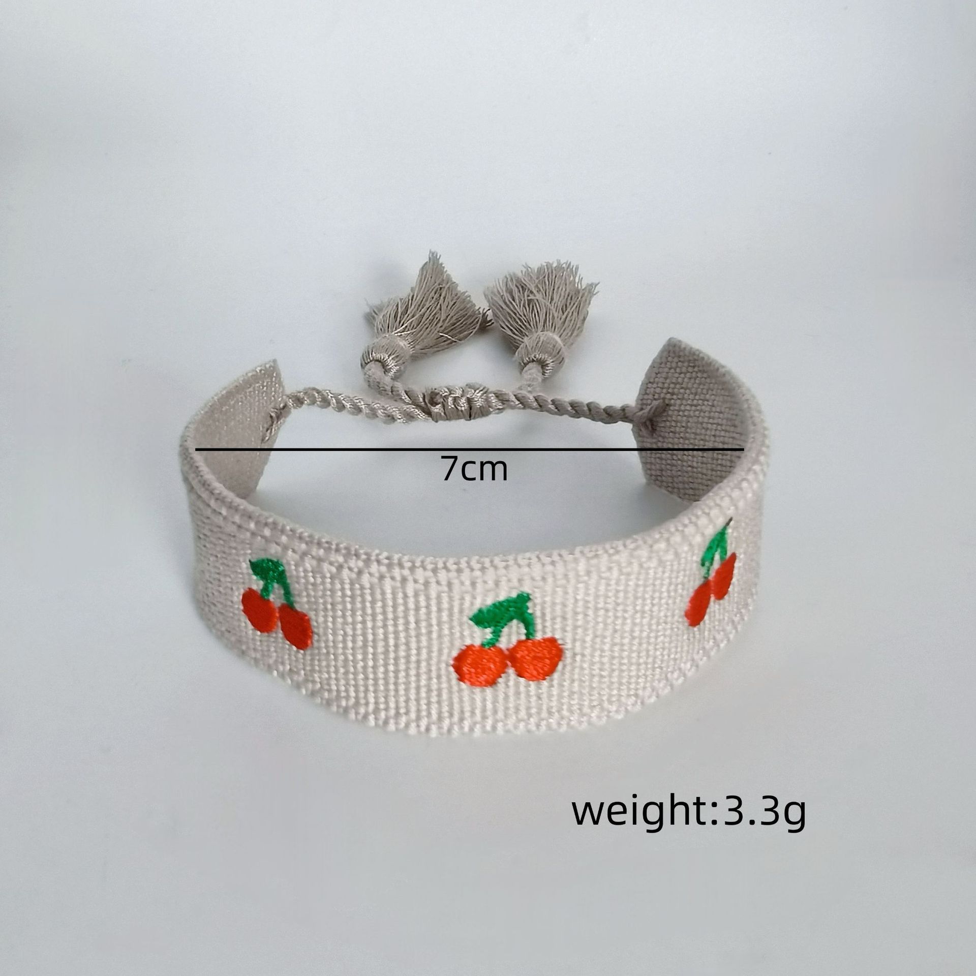 

Вышитый маленький вишневый модный браслет с бахромой, ремешок на запястье, персонализированный плетеный браслет-ниша