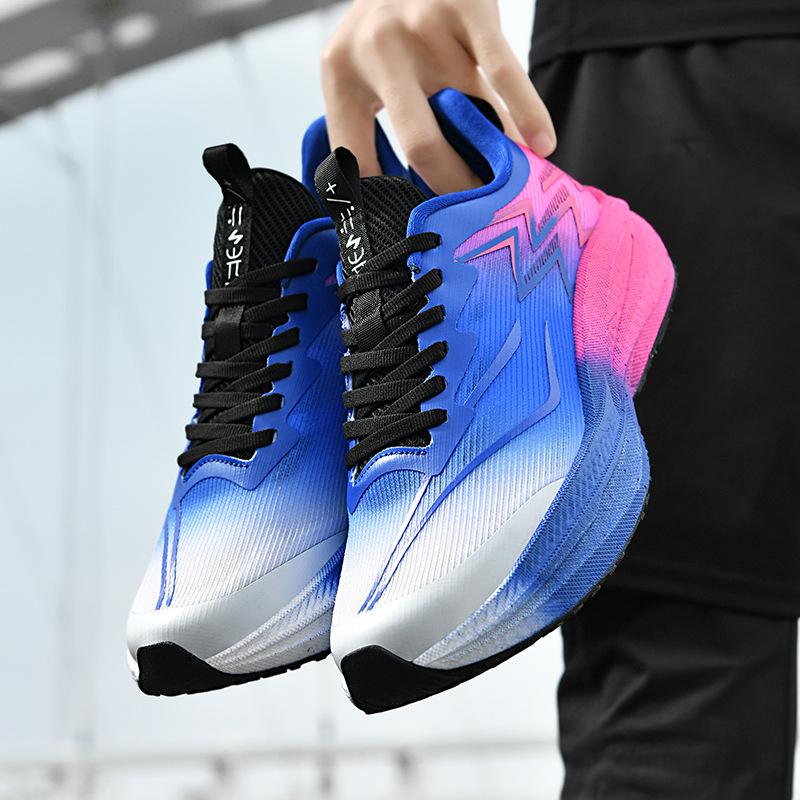 Ultra-light shock absorption professional carbon board running shoes popcorn men's summer breathable mesh thin student sports shoes