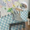 Cortinas Voil Xadrez Floral de Primavera em Aquarela para Sala de Estar Quarto Quarto Infantil Tratamento de Janela em Tule Cortinas