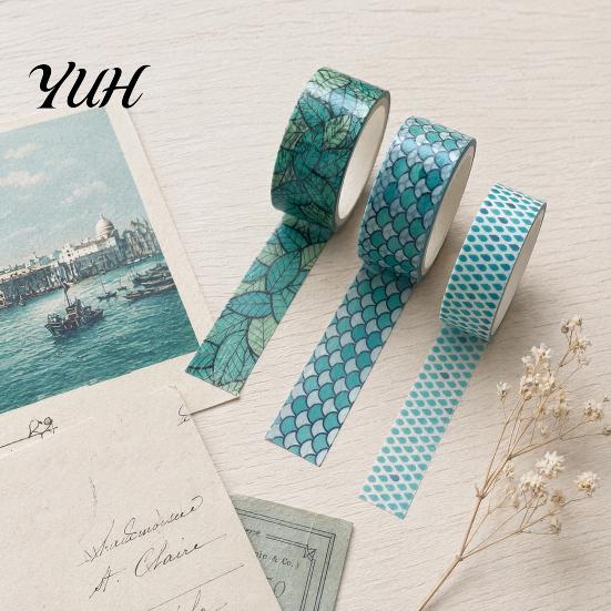 Creative Washi Tape 3 Rolls Set, Decorative Stickers, Aesthetic Tapes for Moderate Width Scrapbooking Supplies, Journaling Junk Journal, Wrapping