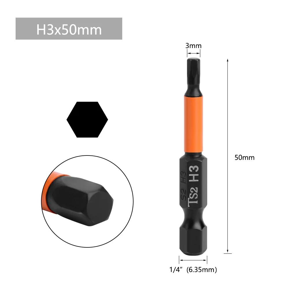 1pc 50/100mm Hex Head Wrench Drill Bit 1/4" Shank Quick Release Magnetic Screwdriver Bit H1.5 H2.5 H3.0 H4.0 H5.0 H6.0