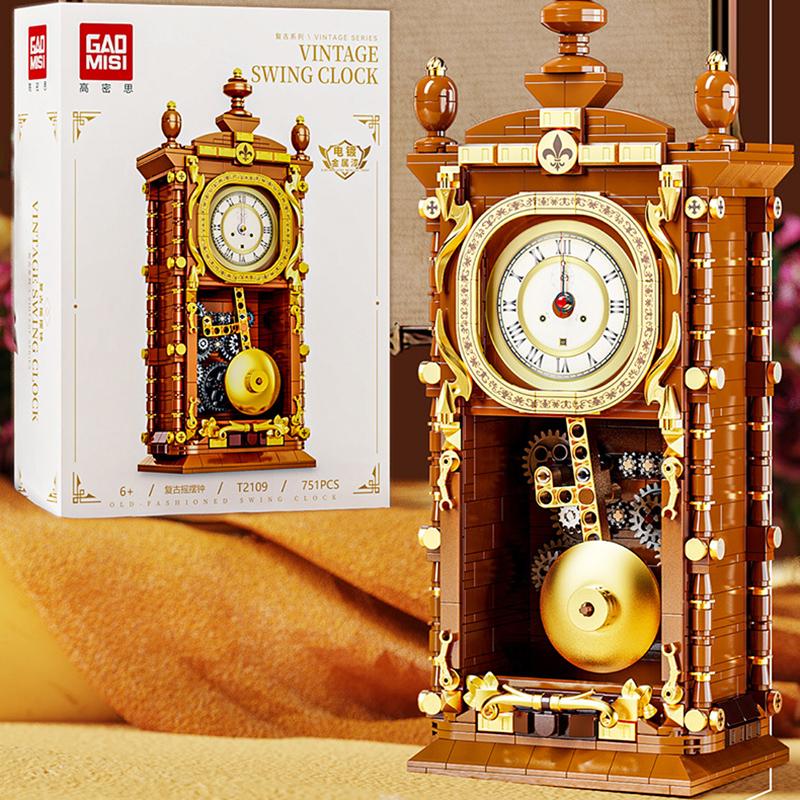 Retro Building Blocks Swing Pendulum Clock Construction Brick Set DIY Construction Toy for Kids Adults Classic Creative Gift