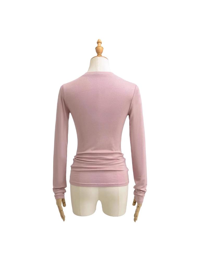 Women's Deep V-Neck Lace-Up Long Sleeve Slim Fit Autumn Top