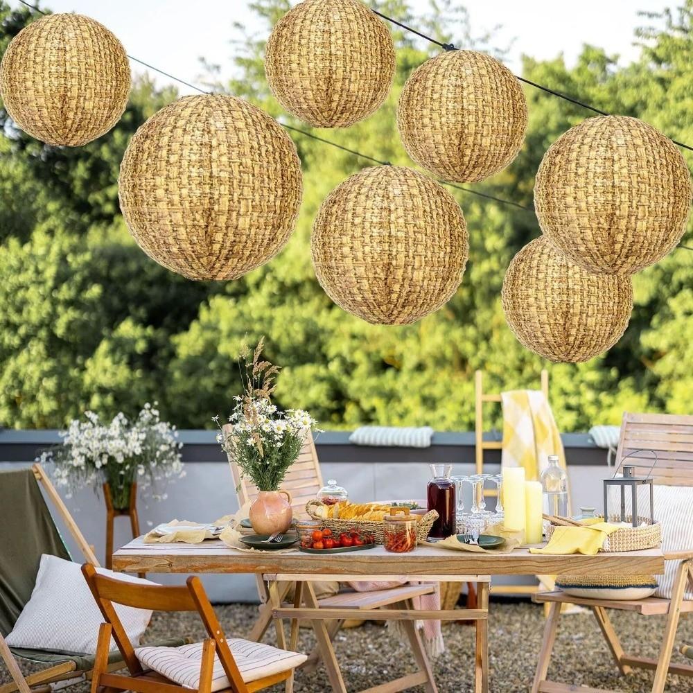 3PCS Paper Material Burlap Paper Lanterns Linen Material Hanging Lanterns Paper Lanterns  Weddings