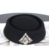Autumn Winter British-Style V-Diamond Flat-Top Fedoras Retro Solid-Color Premium-Feel Beret Versatile Stewardess Hat Pillbox Hat