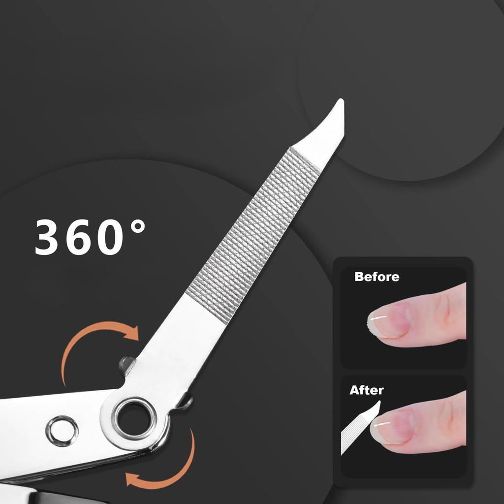 3Pcs Set Nail Clippers Stainless Steel Sharpest Nail Cutter Duty Curved Edge For Adult Men Women Swing Out Nail Cleaner/File