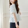 Polka Dot V-neck Blouse for Women Short-sleeved Summer Updated Style Lady Top