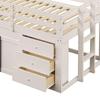 Children's Bed 140x200 Functional Bed Loft Bed Slide Storage Space Play Area Wooden Bed Slatted Frame Ladder Fall Protection Pine Cream (without Mattress)