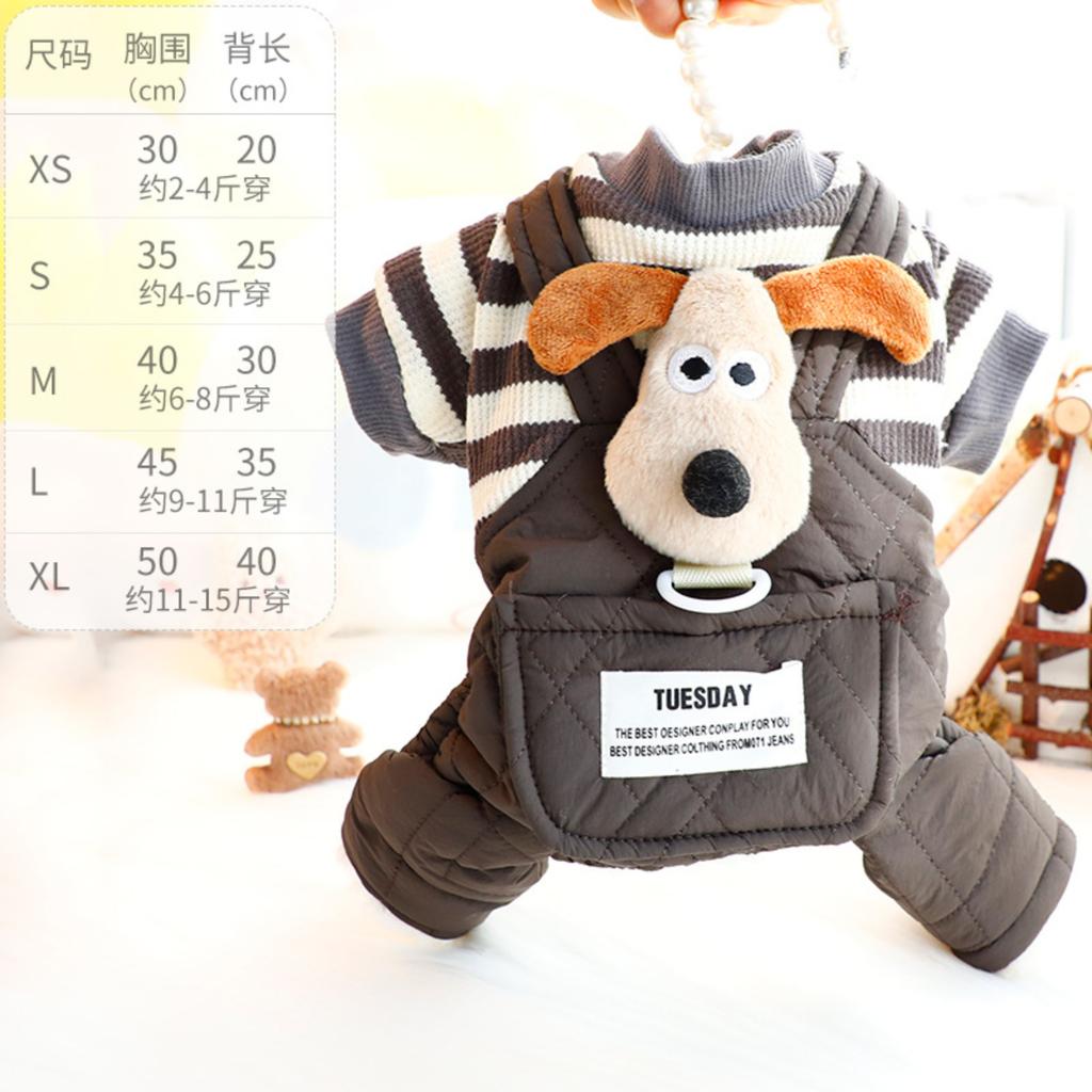 Dog Clothes Winter Thick Large Pocket Four-legged Cartoon Overalls