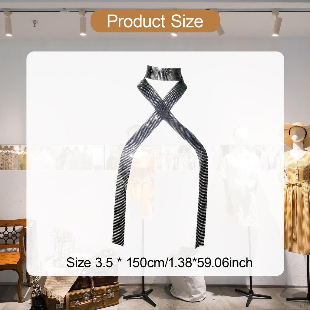 Metal Sequins Neck Tie Scarf Evening Swimwear Lightweight