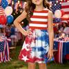 Girls' Summer Princess Dress - A-Line Vest Splice Dress Independence Day