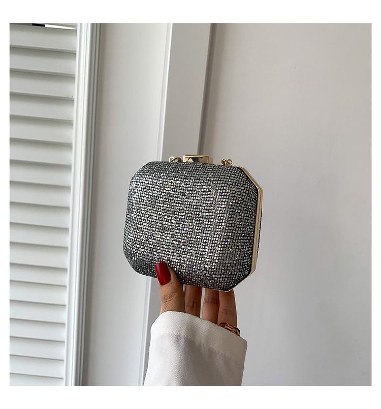 

Women Mini Evening Bag Fashion Rhinestone Retro Shoulder Bag Women Gold Siver Black Color Chain Crossbody Bag