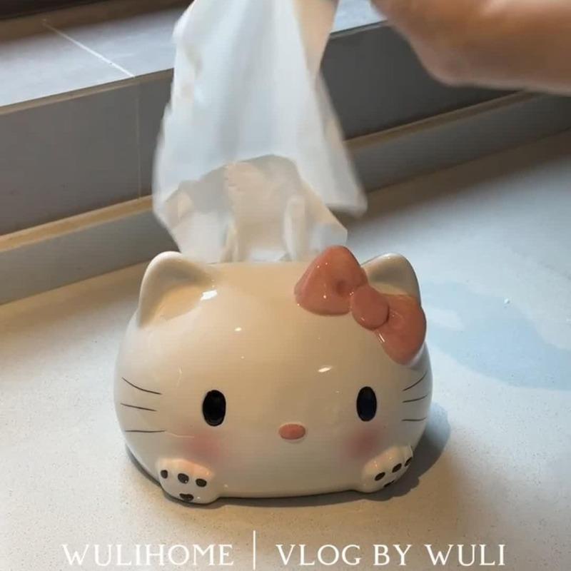 Sanrio Hello Kitty Tissue Box Cute Cartoon New Style Cardboard Box Family Ornaments Daily Necessities Kawaii Hot Sale Creative