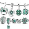 Lucky Clover Charms Bead 925 Silver Green Zircon Love Four-leaf Clover Pendant Fit Exquisite Bracelet DIY Jewelry Gift
