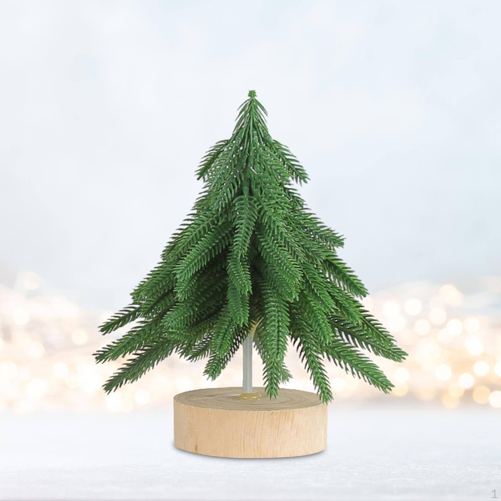 Artificial Christmas Tree Tabletop Mini Wooden Base Cedar Flocked without Snow S