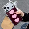 Popular Sweet Love Heart Wine Red Hard Back Cover For iPhone 13 14 15 16 17 Pro Max Case Shockproof Soft Side Bumper