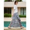 ELLE Graphic Print Elastic Waist A-Line Skirt