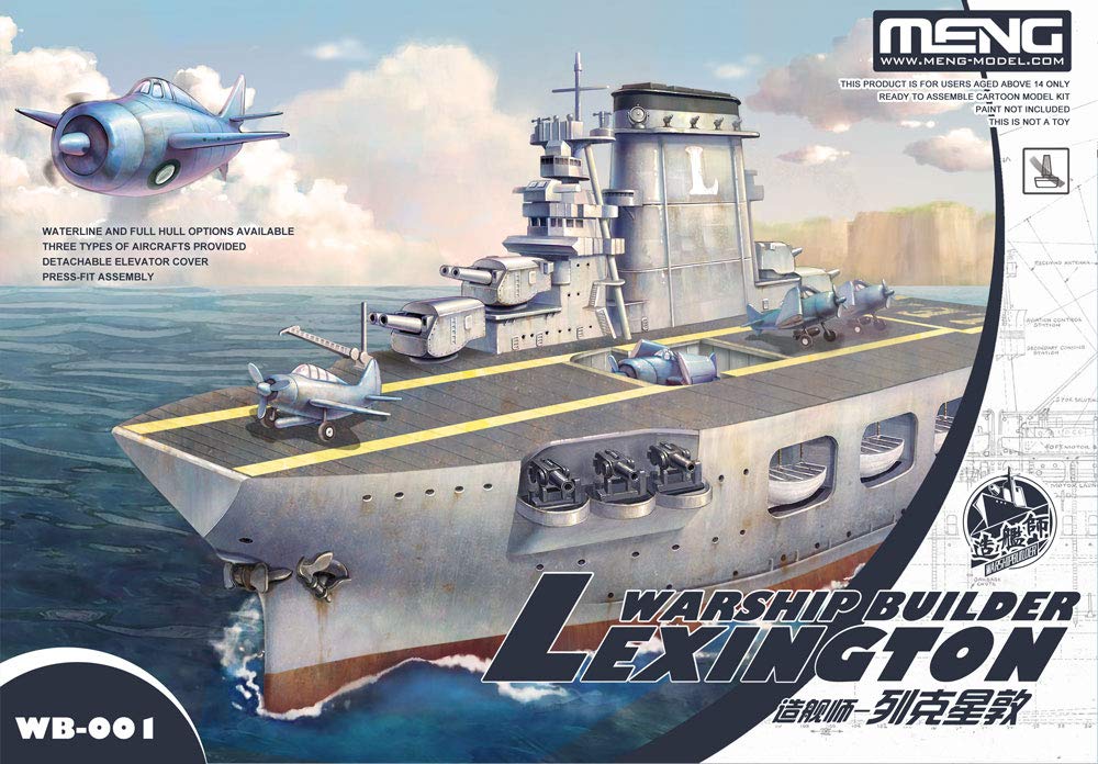 

Meng Model Shipbuilder Series: US Navy Aircraft Carrier Lexington CV-2 Pre-Colored Plastic Model Kit MWB001