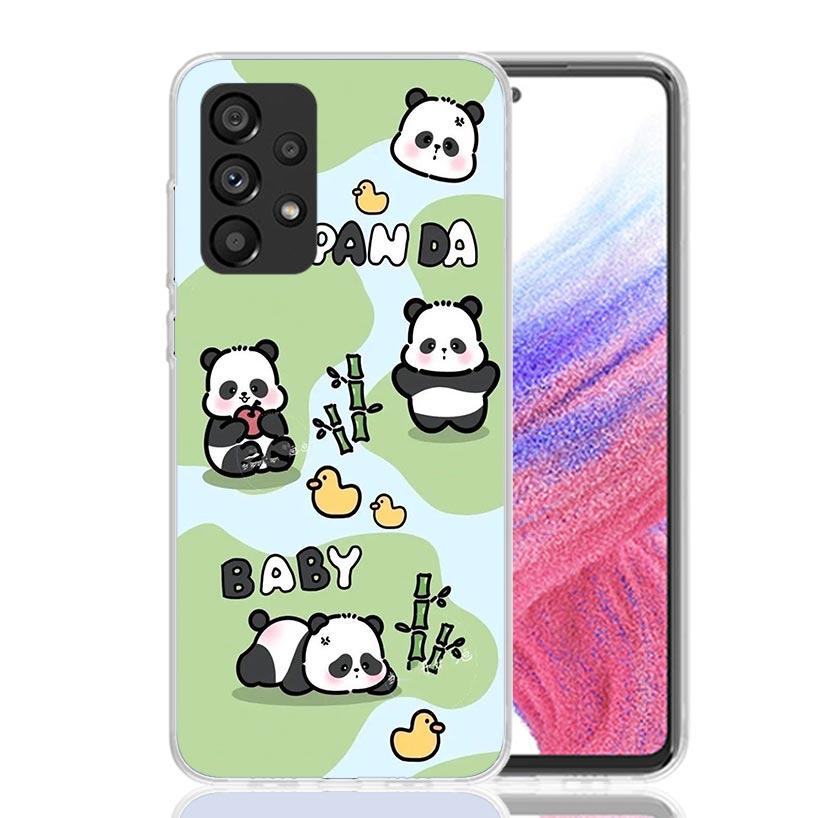 Cartoon Cute Panda Bear Phone Case For Samsung Galaxy A13 A14 A15 A16 A53 A54 A55 A56 A33 A34 A35 A36 A23 A24 A25 A26 A05S A04S