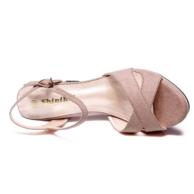 Léto Ženy 6 cm 8 cm Vysoké podpatky 2 cm Platforma Semišové sandály Lady Fetish Block Nízké podpatky Sandles Nighclub Catwalk Párty boty