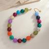 Salircon Y2K Bohemian Colorful Resin Beaded Choker Necklace Women 18K Gold Plated Stainless Steel Chain on the Neck Jewelry