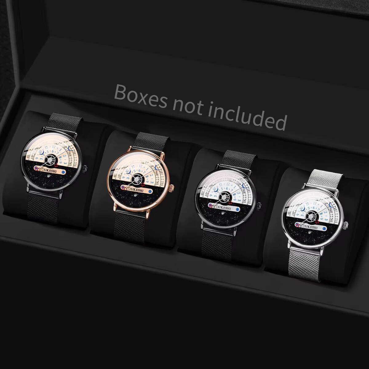 

Набор из 4 роскошных мужских деловых часов Модные кварцевые наручные часы с сетчатым браслетом для мужчин Часы Reloj Hombre