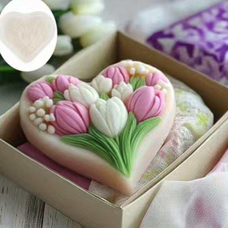 Food Grade Silicones Heart Tulips Candle Valentines Making Molds Easy To Use For Beginners And Craft Lovers