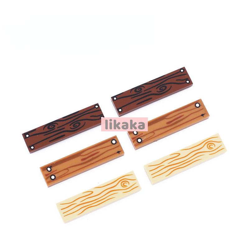 100Pcs Moc 1X4 Panel With Nails Printed Wood Board Building Blocks Parts Blocks Accessories Toys For Kids Compatible With 2431