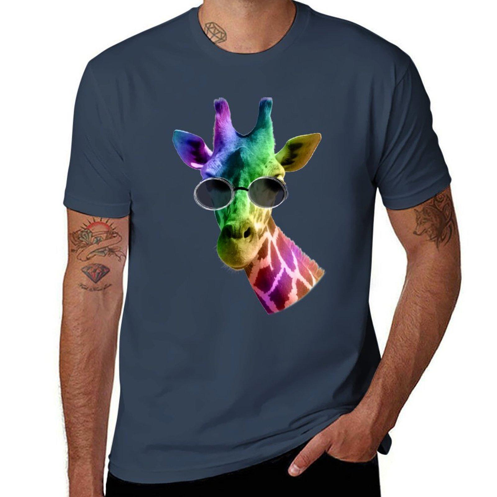 Rainbow Giraffe Tshirt Sports Basic Short Sleeve Tshirt S