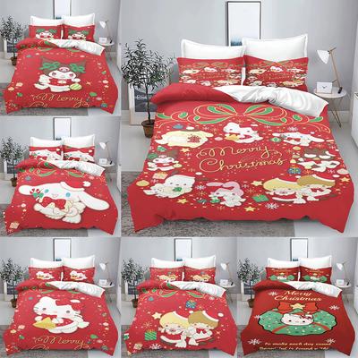 Christmas Series Sanrio Bedding Set  Polyester 3D Duvet Cover Pillow Case Set Bed Cover Adult Kids Bedroom Decoration