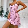 Women's Butterfly Print Camisole Nightgown Casual Home Sleeping Dress for Spring and Summer
