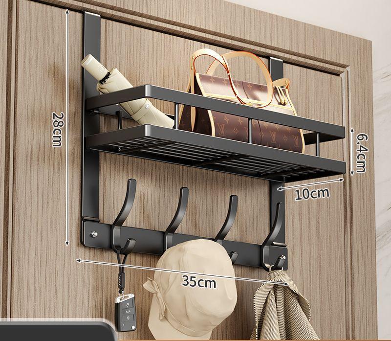 Metal Door Behind Hook 5 Hooks Clothes Storage Bedroom Clothes Hanging Rack with Storage Holder Storage Hooks