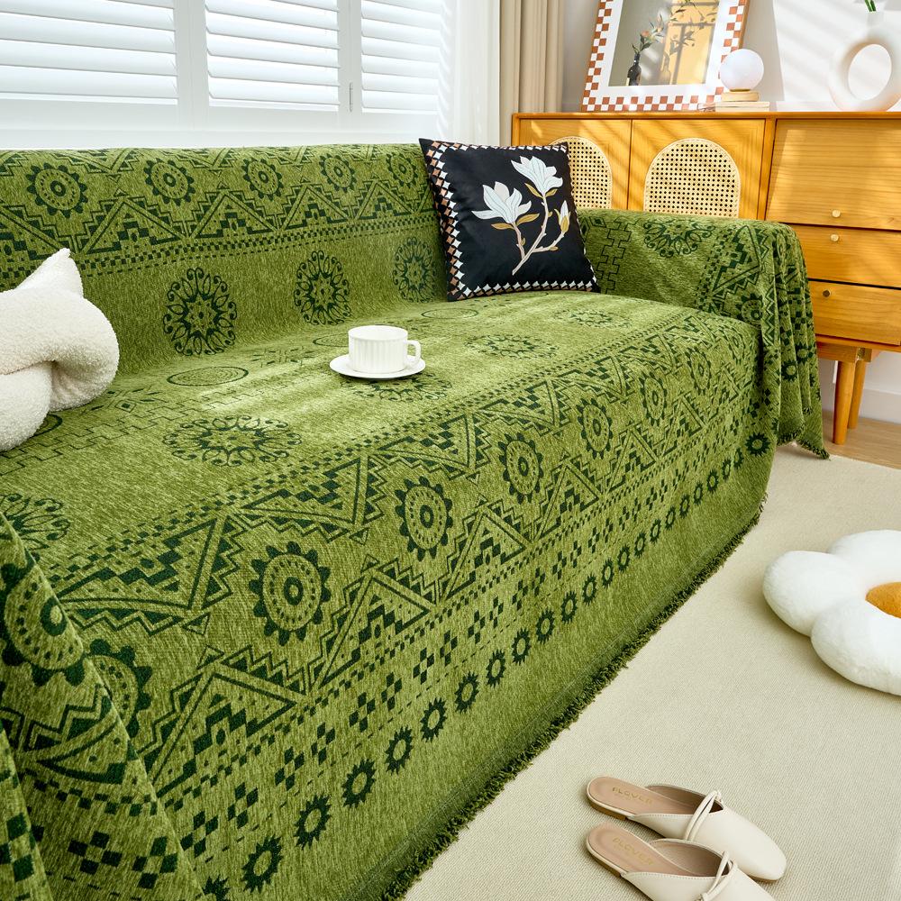 

Чехол для дивана EIFLOY-Bohemian для гостиной, 3-местный, чехлы из синели, универсальное полотенце для дивана, цельный, на все сезоны 180x130cm зелёный