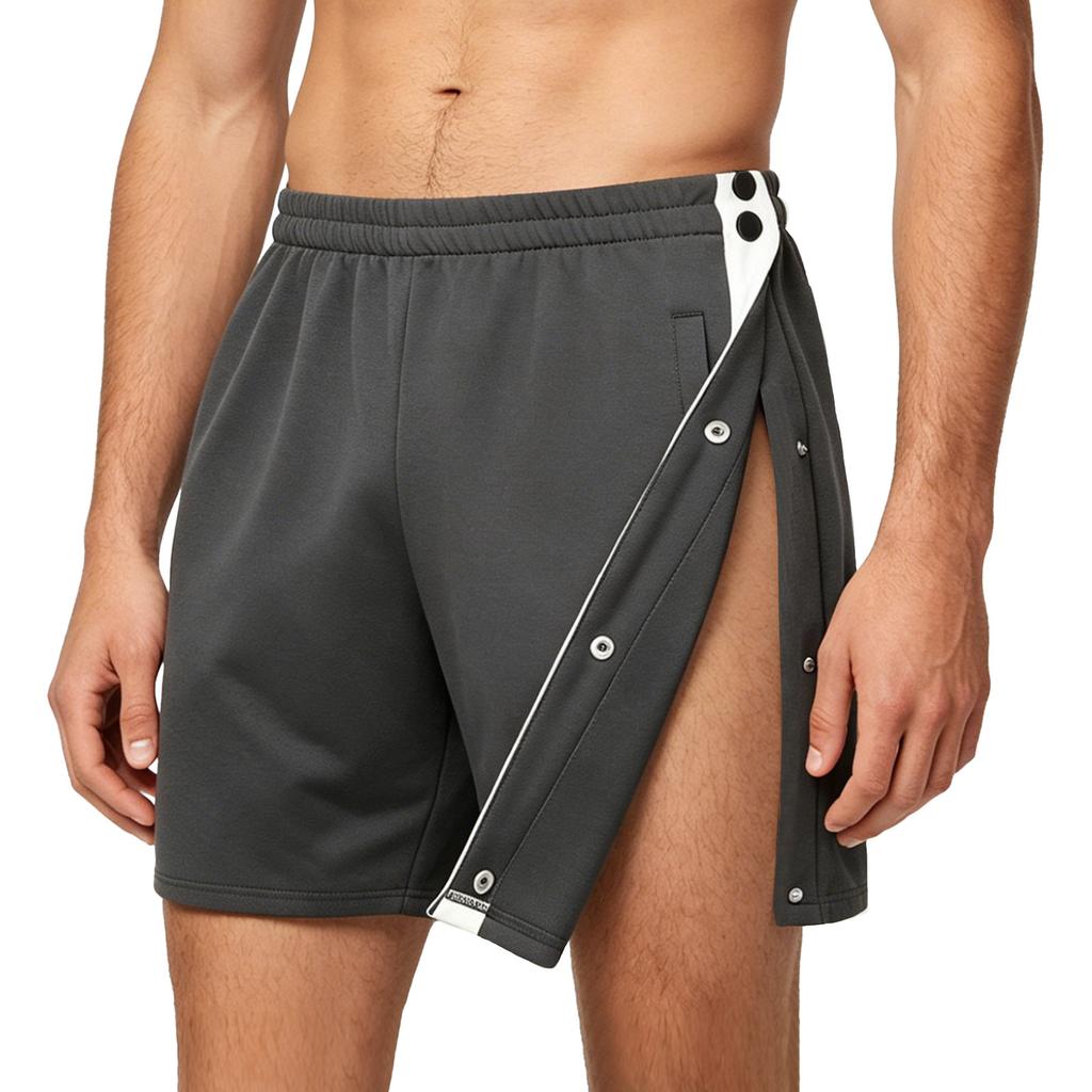 Herren Abreißbare Sportshorts Seiten mit Druckknöpfen Einfach anzuziehen Elastischer Bund Freizeithosen Adaptive Kleidung