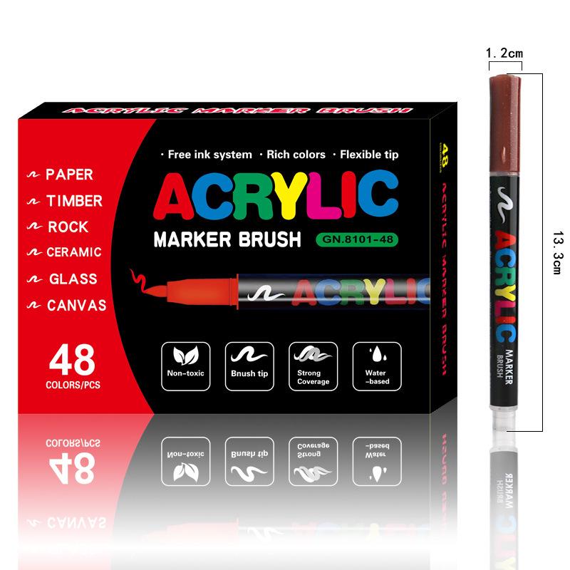 8101 Akrylové popisovače s měkkým hrotem - 12/24 barev pro studentské umění, DIY a graffiti projekty