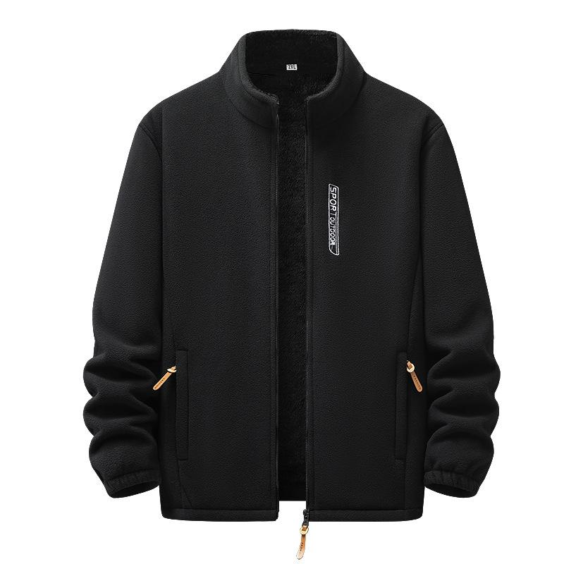 Autumn and Winter Polar Fleece Coat Men's Warm Outdoor Men's Fleece Cardigan Plus Velvet Padded Collar Coat.