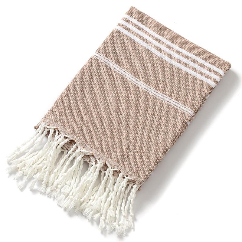 Cotton Striped Turkish Sports Bath Towel With Tassels Travel Gym Camping Sauna Beach Pool Blanket Absorbent Easy Care